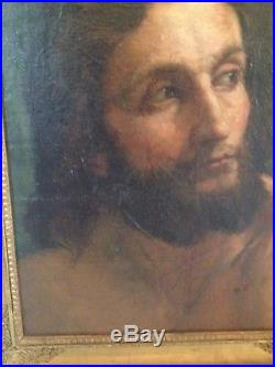 Huile sur toile, XVII, XVIII eme marouflée, portrait homme, encadrement