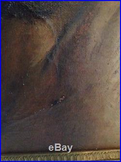 Huile sur toile, XVII, XVIII eme marouflée, portrait homme, encadrement