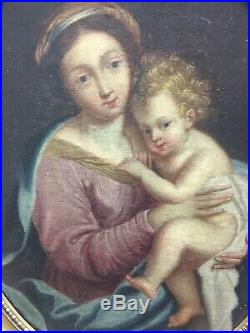 Huile sur toile XVIIème The virgin and child suiveur Pierre Mignard