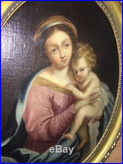 Huile sur toile XVIIème The virgin and child suiveur Pierre Mignard