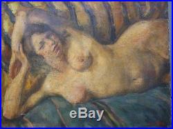 Huile sur toile de Louis Riou femme nue