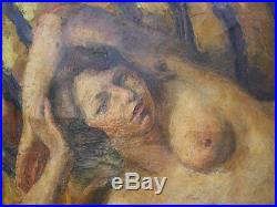 Huile sur toile de Louis Riou femme nue