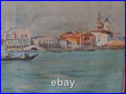 Huile sur toile de Raymond Allègre (1857-1933) Venise La Pointe De La Douane