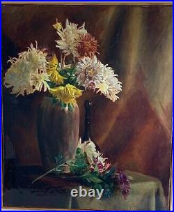Huile sur toile début XXe, Sublime bouquet de fleurs signé signé K. ITIER