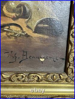 Huile sur toile du 19ème siècle, guerre de 1870, Soldat Prusse, signé
