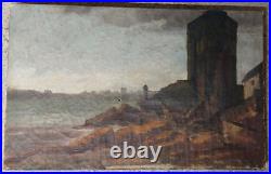 Huile sur toile marine charles cottet peinture bretonne ecole francaise HST