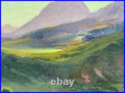 Huile sur toile marouflée sur panneau signée Philippe LANG paysage de montagne
