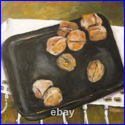 Huile sur toile nature morte (WWème) par l'artiste. Les noix