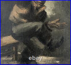 Huile sur toile par Frans Masereel 1930 Sujet à l'allure grotesque A5003