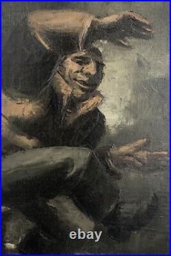 Huile sur toile par Frans Masereel 1930 Sujet à l'allure grotesque A5003