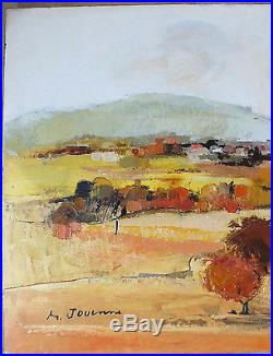 Huile sur toile peinture Michel Jouenne certificat paysage Beaujolais 100x73cm