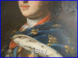 Huile sur toile portrait de Louis XV école du XVIII è siècle