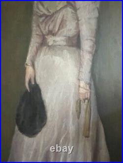Huile sur toile portrait femme, Femme En Lilas Par Hans Von Faber Du Faur