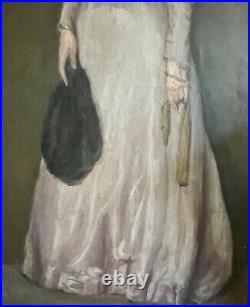 Huile sur toile portrait femme, Femme En Lilas Par Hans Von Faber Du Faur