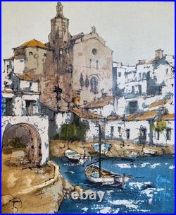 Huile sur toile signée Bernard Dufour (1922-2016), Marine, Bateaux, Cadaquès