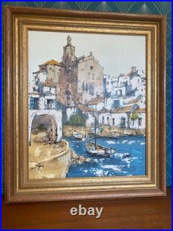 Huile sur toile signée Bernard Dufour (1922-2016), Marine, Bateaux, Cadaquès