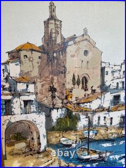 Huile sur toile signée Bernard Dufour (1922-2016), Marine, Bateaux, Cadaquès