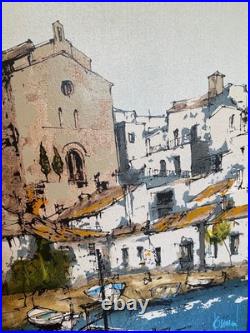 Huile sur toile signée Bernard Dufour (1922-2016), Marine, Bateaux, Cadaquès
