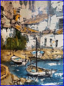 Huile sur toile signée Bernard Dufour (1922-2016), Marine, Bateaux, Cadaquès