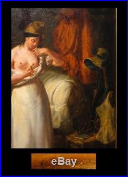 Huile sur toile signée César DUCORNET (peintre né sans bras) La Grisette