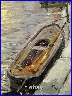 Huile sur toile signée École Italienne XIXe XXe vue de Venise 50x70 cm