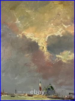 Huile sur toile signée École Italienne XIXe XXe vue de Venise 50x70 cm
