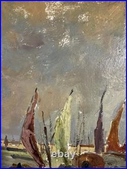 Huile sur toile signée École Italienne XIXe XXe vue de Venise 50x70 cm