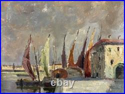 Huile sur toile signée École Italienne XIXe XXe vue de Venise 50x70 cm