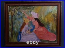 Huile sur toile tableau XXe femmes dans les champs L6170