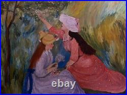 Huile sur toile tableau XXe femmes dans les champs L6170