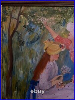 Huile sur toile tableau XXe femmes dans les champs L6170