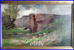 Huile sur toile, vue du Bugey, de Charles Montlevault(1835-1897)