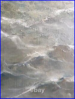 Impressionnante marine huile sur toile Emile Maillard (1846-1926), Tempête