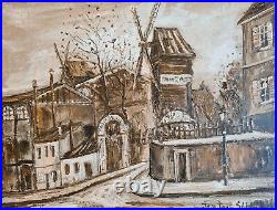 JEAN PAUL SALMON Huile sur toile 1978 Montmartre Le Moulin de la Galette