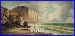 JOSEPH IZARIE-RIVIERE. Bord de Mer Animé. Peinture huile sur toile
