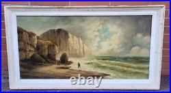 JOSEPH IZARIE-RIVIERE. Bord de Mer Animé. Peinture huile sur toile