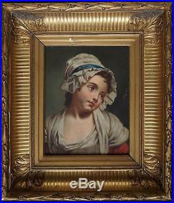 J B GREUZE (1725-1805)LA JEUNE FILLE ROMANTIQUE HUILE S/ T XIXe BEAU CADRE