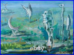 Jacques Le Noane (1928-2016) Composition Surrealiste Huile Sur Toile 1991 (14)