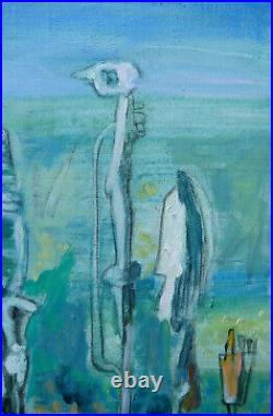 Jacques Le Noane (1928-2016) Composition Surrealiste Huile Sur Toile 1991 (14)