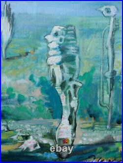 Jacques Le Noane (1928-2016) Composition Surrealiste Huile Sur Toile 1991 (14)