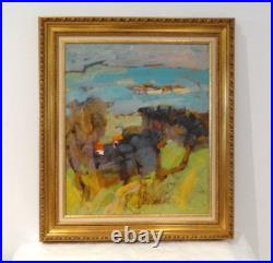 Jacques SAUZE (1925-2013), paysage beaujolais huile sur toile signée et encadrée