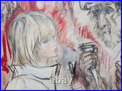 Janie MICHELS (1920-2009) Huile sur toile signée Le sacrifice d'Abraham 1995