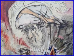 Janie MICHELS (1920-2009) Huile sur toile signée Le sacrifice d'Abraham 1995