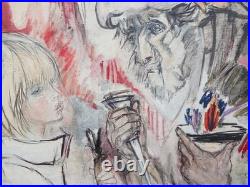 Janie MICHELS (1920-2009) Huile sur toile signée Le sacrifice d'Abraham 1995