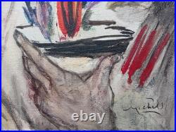 Janie MICHELS (1920-2009) Huile sur toile signée Le sacrifice d'Abraham 1995