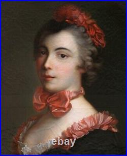 Jean RAOUX Fournier del FLORIDO tableau portrait femme robe noire rouge XVIIIème