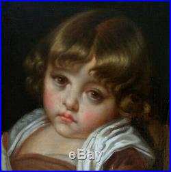 Jean-baptiste Greuze 1725-1805 Atelier Suiveur- Magnifique Portrait D'enfant