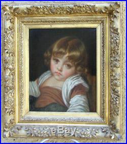 Jean-baptiste Greuze 1725-1805 Atelier Suiveur- Magnifique Portrait D'enfant