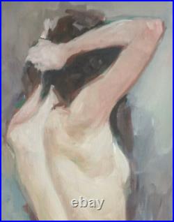 Jeune Femme Nue -huile/ toile 50x65-signée Alan-Oil painting nude woman