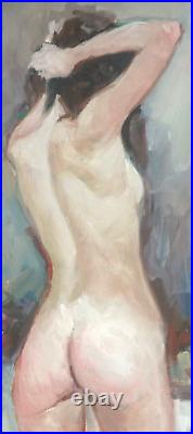 Jeune Femme Nue -huile/ toile 50x65-signée Alan-Oil painting nude woman